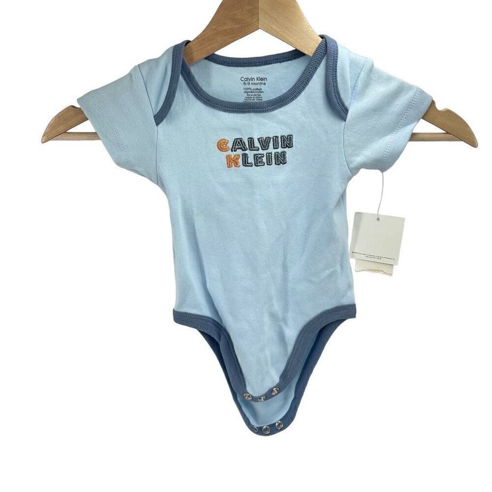 Calvin Klein Baby Boy One Piece Suit Jumpsuit 100% Cotton Blue Size 6-9 Months